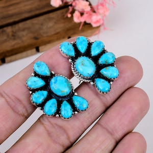 Pendientes Kingman de turquesa, joyería de plata de ley estilo suroeste, regalo para ella.