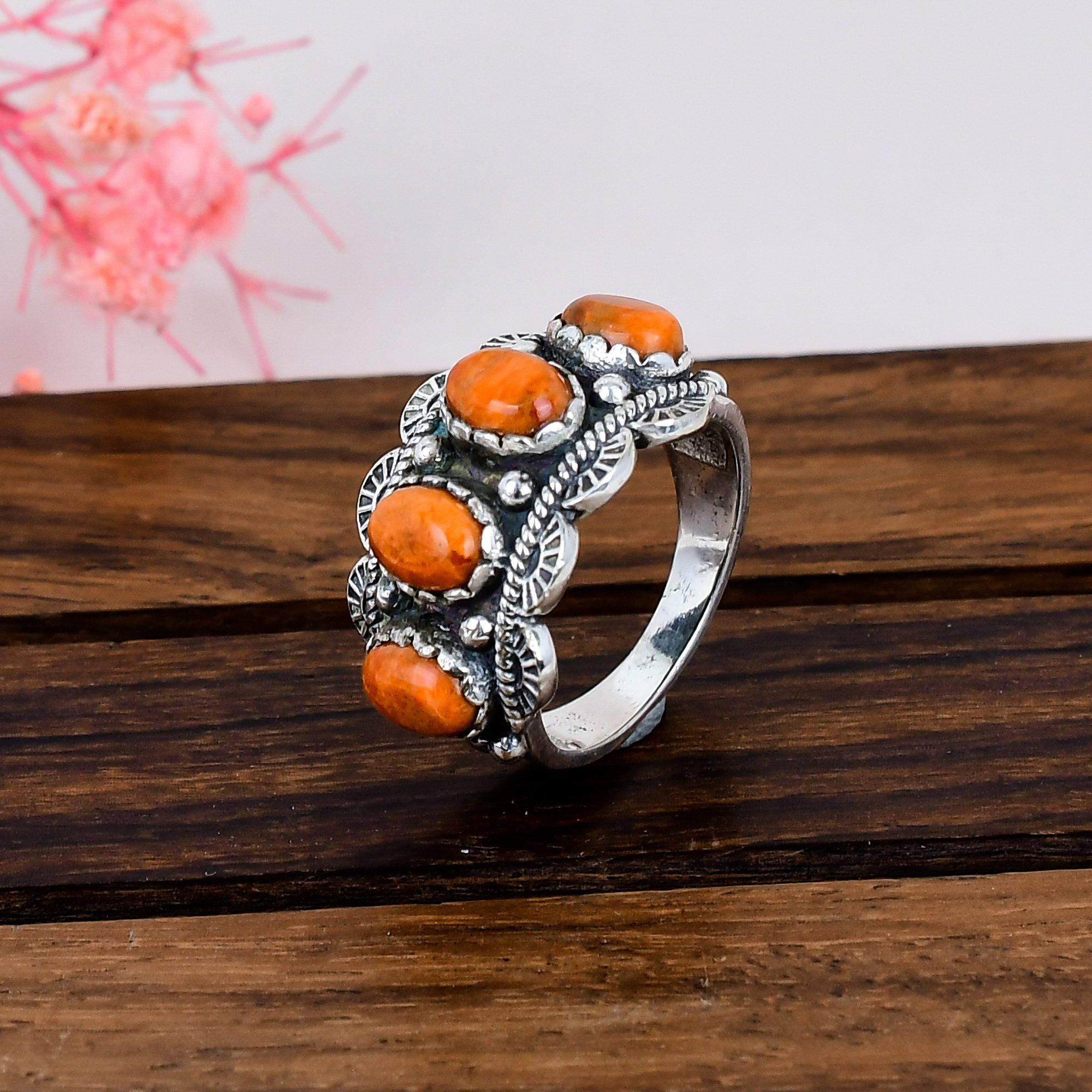 Vintage Orange Stone Ring - Etsy