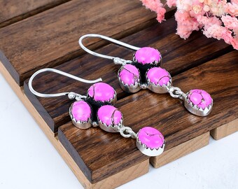 Pink Cotton Candy Turquoise Sterling Silver Earrings : Southwestern Jewelry