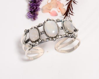 Regenbogen Mondstein Silber Manschette: Southwestern Style Armband