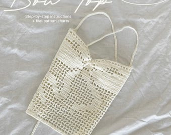 Filet Crochet Bow Top PDF Pattern | Summer Crop Top Tutorial