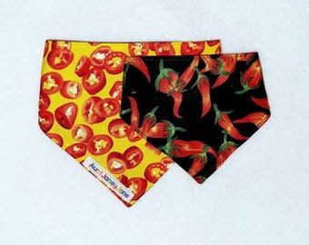 Reversible Dog Bandanna Scrunchie Chili Jalapeno Pepper Mexican Food YOU PICK