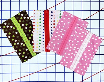 Tissue Holder Handmade Travel Pocket Size Brown Red Pink Polka Dots Circles YOU PICK