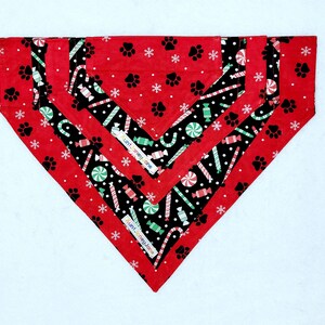Reversible Dog Bandanna Over the Collar Paw Prints Peppermint You Pick Size
