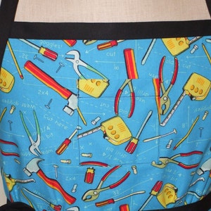 REVERSIBLE Apron UNISEX Construction Tools Flames Pockets Father's Day gift image 4