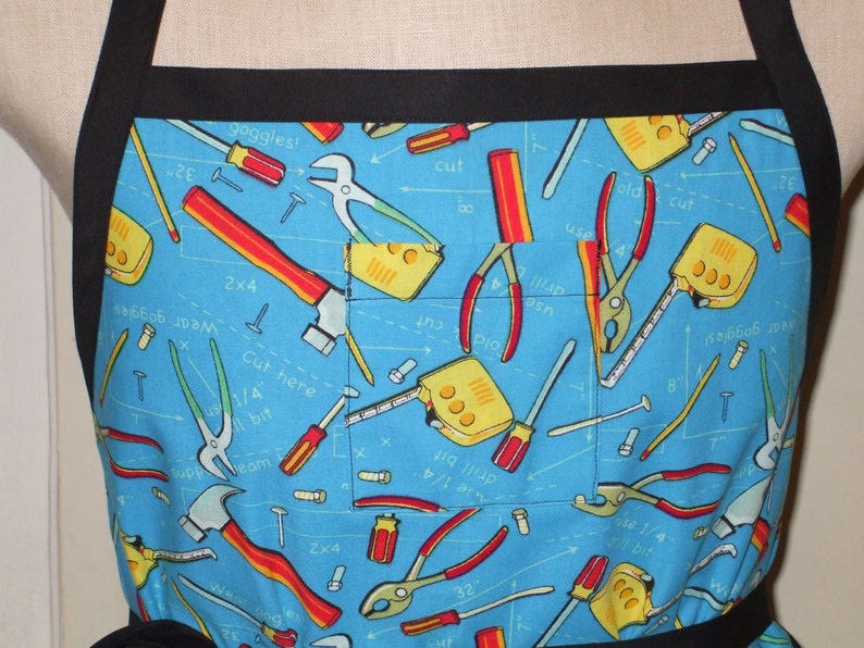 REVERSIBLE Apron UNISEX Construction Tools Flames Pockets Father's Day gift image 4