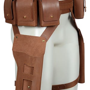 Boba Fett Ammo Belt with 6 Pouches – Star Wars Mandalorian Leather Costume Props.