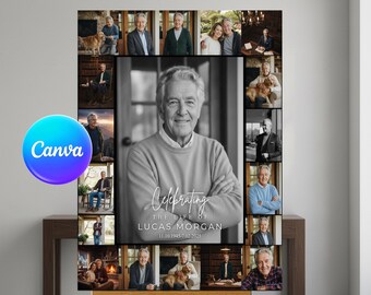 Celebration of Life Photo Collage | Memorial Poster Canva Template (Digital Download)