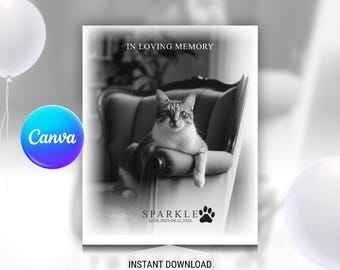 Cat Memorial Photo Tribute Template • Editable Canva Printable (Instant Download)