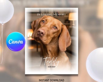 Dog Memorial Poster Template | Editable Pet Tribute (Canva)