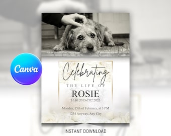 Pet Memorial Flyer Template | Celebration of Life, Editable Canva (Digital Download)