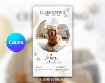 Pet Memorial Flyer Template | Celebration of Life (Editable Canva)