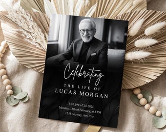 Elegant Black Photo Invitation Template (Digital Download)