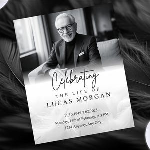 Editable Memorial Service Invitation Template, Celebration of Life (Instant Download)