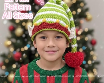 Elf Hat Crochet Pattern, Long Tail, Christmas Hat (PDF File), Santa Hat, Christmas Hat, Crochet Christmas Hat, Easy Crochet Hat, Elf Hat