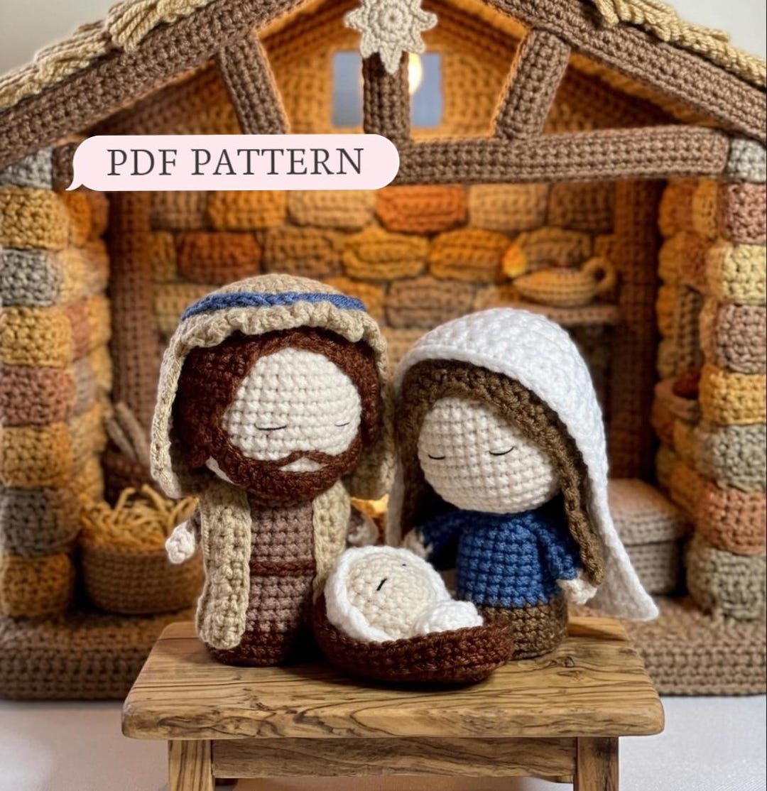 Nativity Crochet Pattern Mary Joseph Baby Jesus Nativity Scene DIY PDF ...