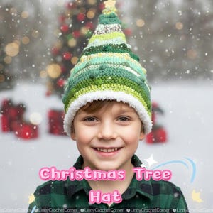 Crochet Christmas Tree Hat Pattern, Kid to Adult Sizes (PDF File), Santa Hat, Christmas Hat, Crochet Christmas Hat, Easy Crochet Hat