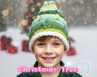 Crochet Christmas Tree Hat Pattern, Kid to Adult Sizes (PDF File), Santa Hat, Christmas Hat, Crochet Christmas Hat, Easy Crochet Hat