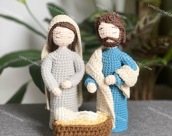 Kerststal haakset Kerstpatroon: Maria, Jozef, baby Jezus, kerststal DIY (pdf-patroon), kerststal, kersthaakpatroon