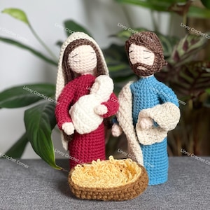 Nativity Crochet Set Pattern, Christmas Nativity Crochet, Mary Joseph and baby Jesus, PDF Crochet Pattern