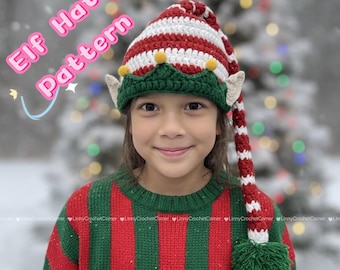 Crochet Elf Hat Pattern, Christmas Long Tail Hat, Santa Hat, Elf Hat, Christmas Hat, Easy Crochet Hat, Christmas Gift