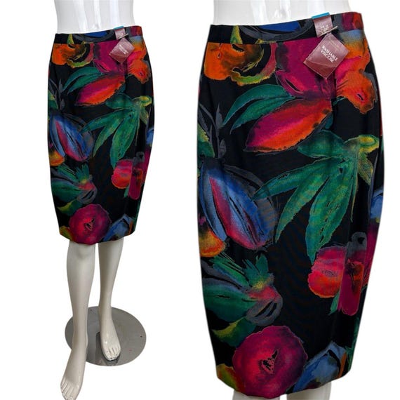 Marks & Spencer, Vintage St Michael Patterned Skirt Brand New M&S 1990 80's 90's Floral Pencil