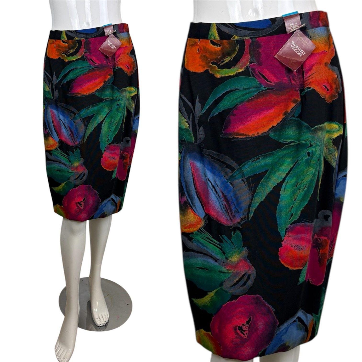 Marks & Spencer, Vintage St Michael Patterned Skirt Brand New M&S 1990 80's 90's Floral Pencil