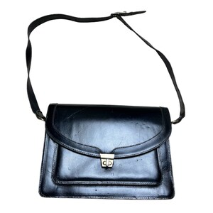 Bolso de hombro estilo cartera de cuero negro vintage - Bolso vintage - Bolso retro - Estilo clásico