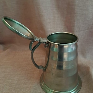 Vintage Swedish Pewter Tankard with Lid – NÄTAB Götene – Rustic Viking Style Beer Mug – Marked &quot;Svenskt Tenn&quot;