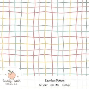 Wavy Rainbow Grid Seamless Pattern: Retro Checkered Digital Paper (PNG Download