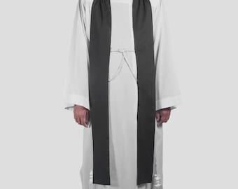 Black Clergy Tippet Stole Long Durable Fabric Classic Minister Accessory by Sewn Sage