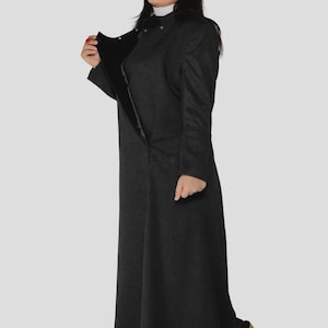 women's clergy dress black with white designer buttons Womens Black Clergy Dress in Classic Tailored Fit