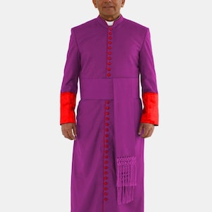 Red Satin Trim Choir Cassock: Protonotary Apostolic Clergy Robe