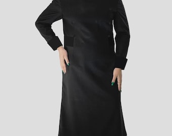 women's clergy dress black with white designer buttons Womens Clergy Dress Black with Designer Buttons