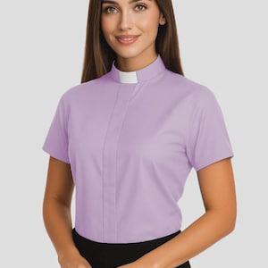 Ladies' Tab Collar Clergy Shirt In Black | Divinity Clergy Wear