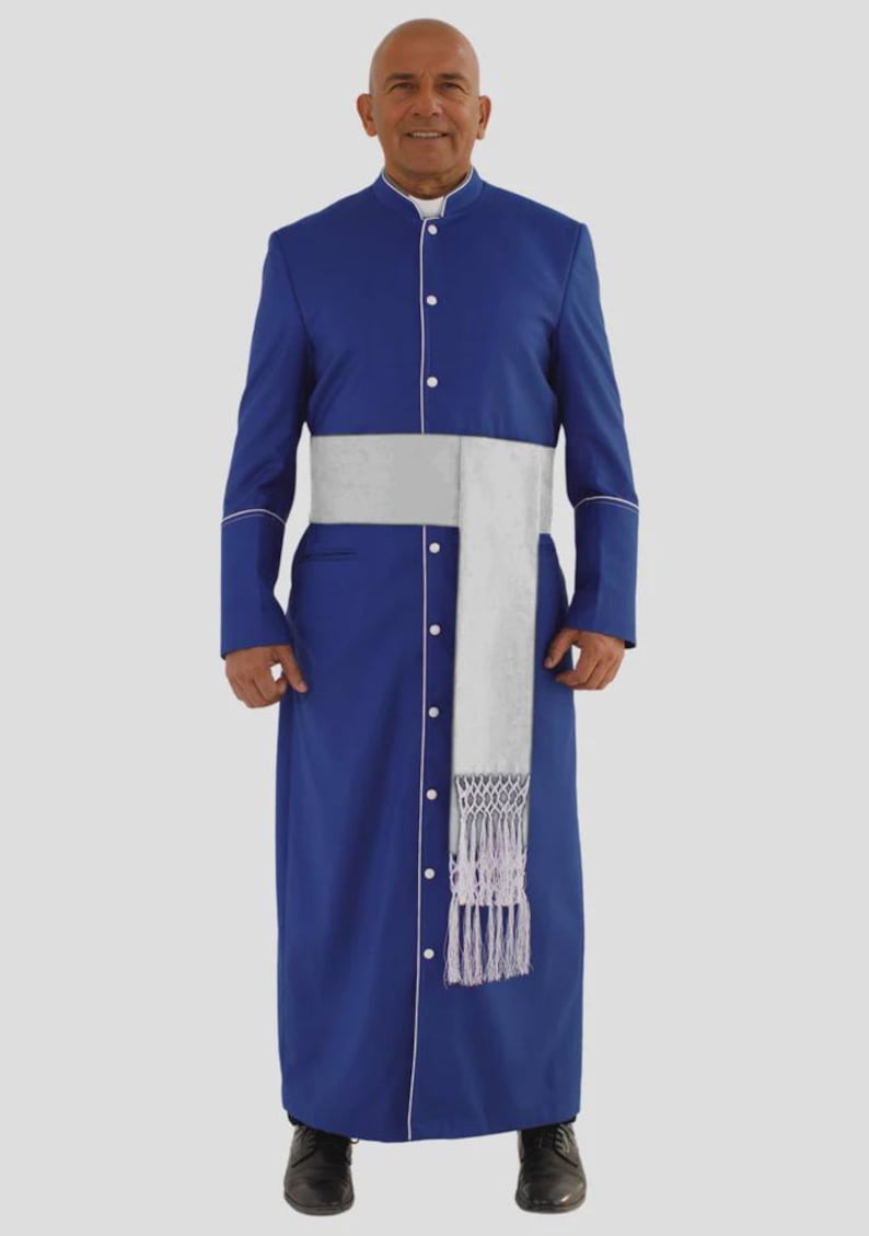 Royal Blue & White Clergy Robe for Men - Elegant, Comfortable Design ...