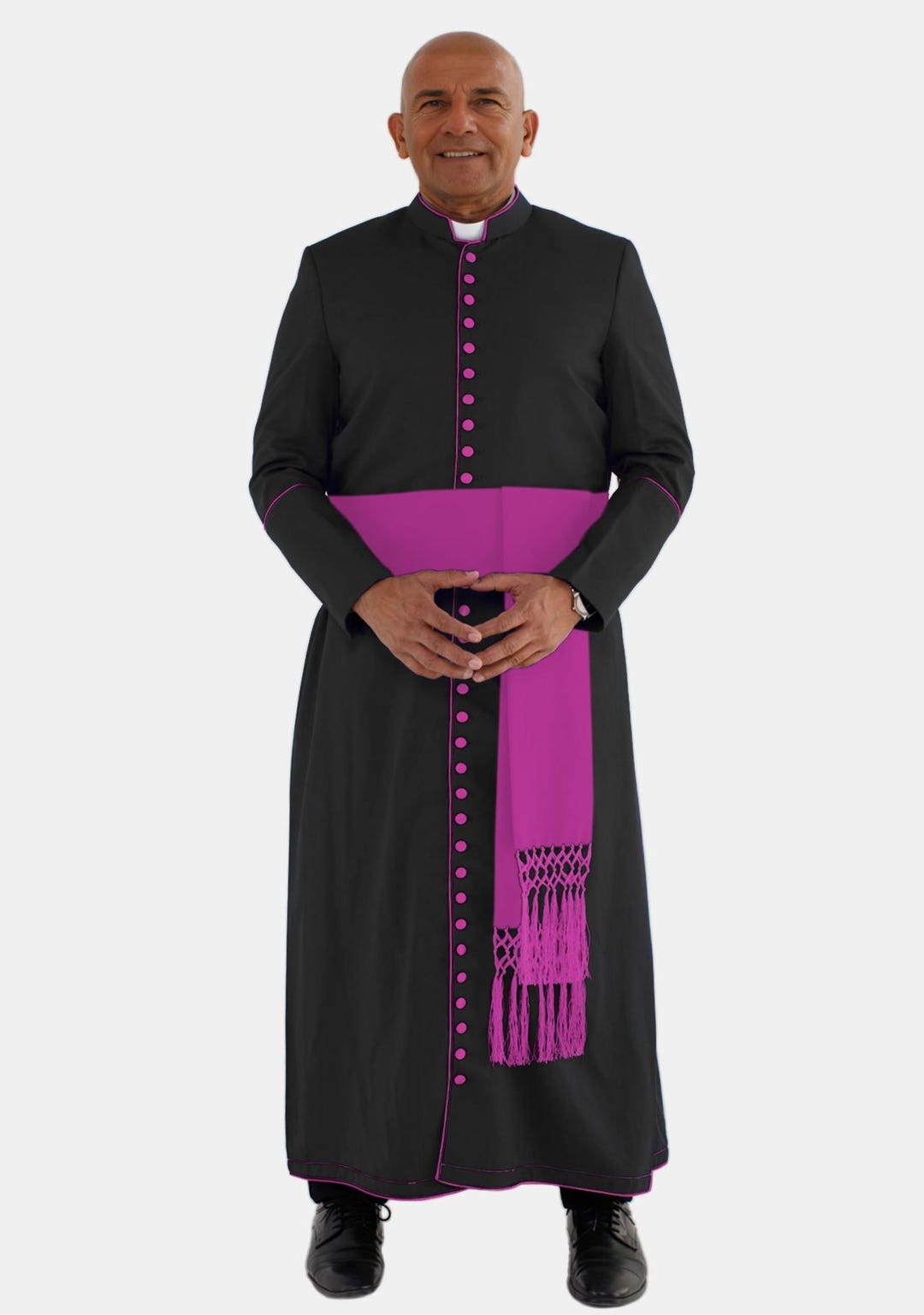 Papal Robe House Cassock for Chaplain – Clergy Robe With Fuchsia Trim ...
