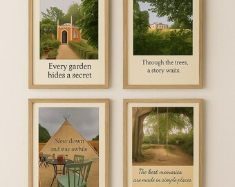 Painswick Rokoko Gärten druckbare Postkarten Set | 4 Digitale Postkarten | Gartenkunst | Sofort Download