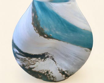 Hand Blown Glass Birdcage Vase | Wylde Green Art Glass | Signed Lesley Ann Clarke Glass | One of a Kind Studio Glass