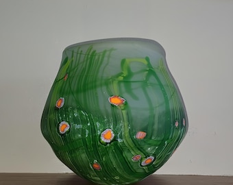 Norman Stuart Clarke Art Glass Bowl – “Flowers of the Forest” (Signed & Dated 2005)