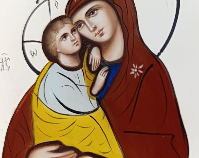 Orthodox Icon Painting 13×15 cm (5×6 in) – Hand Painted Icon on Wood Panel with Gesso – Oil Painted Icon – Ready Icon Board