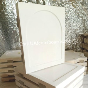 Handcrafted Gesso Icon Board 25×30cm (9.8×11.8in) – Special Shape with Ark, Wood Panel