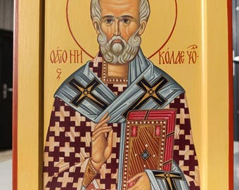Handpained icon |Saint Nicholas Handpainted icon|Saint Nicholas| religious gift|St. Nicholas icon|christian icon| orthodox