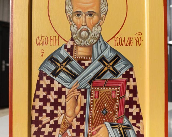 Handpained icon |Saint Nicholas Handpainted icon|Saint Nicholas| religious gift|St. Nicholas icon|christian icon| orthodox