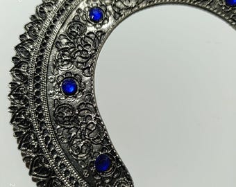 Halo for Icon Boards and Iconographers 15cm(5.9 inches) Silver Metal Relief with Blue Stones Halo Byzantine Style