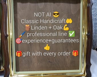 Orthodox Wooden Kiot for Icon 40x45 cm | Handmade Ash Wood Icon Case with Gold Leaf Frame | Traditional Orthodox Icon Display Cabinet