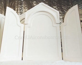 Gessoed triptych board|handcrafted icon board|triptych icon board with kovcheg|art board|religious gift|icon board with gesso