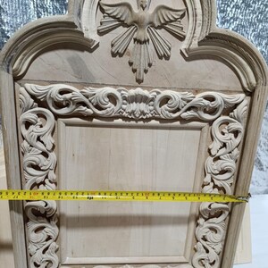 Hand Carved Icon board Case(45х69cm) for 28×32 cm Icon – Oak Kiot with Gold Carved Frame – Orthodox Icon Shrine with Levkas Panel image 9
