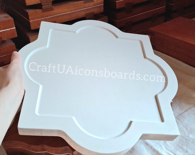 Handcrafted Gesso Icon Board with Ark – 39×39 cm(15.4×15.4in) Special Shape Wood Panel