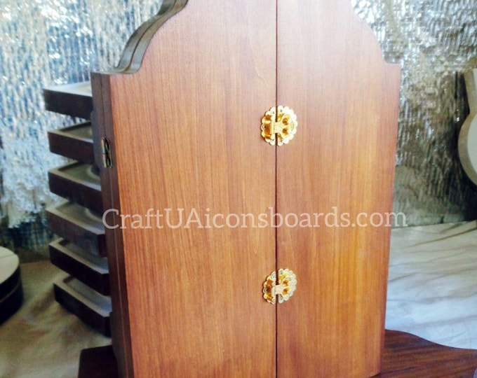 gessoed icon board Handcrafted Gessoed Triptych Icon Board with Kovcheg – Art Board for Icon Painting